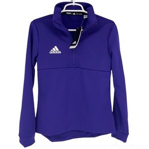 ADIDAS NWT WOMEN’S QUARTER ZIP PULLOVER SWEATSHIRT PURPLE SMALL